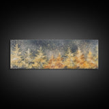 Abstract Forest Art, Abstract Trees Canvas, Snow In The Forest, Winter Wall Decor, Large Canvas Print, Panoramic, Wall Art, Canvas Print