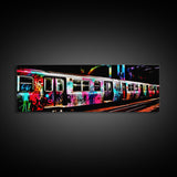 Urban Canvas Art, Graffiti On Abandoned Subway Train, Urban Art, Wall Decor, Large Framed Canvas Print, Panoramic, Wall Art, Canvas Print