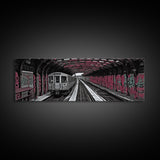 Pink Graffiti On Subway Train, Urban Art, Urban Canvas Art, Graffiti Art Canvas, Framed Canvas Print, Panoramic, Wall Art, Canvas Print