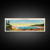 Acadia National Park, Panoramic Maine Travel Art, National Park Print, Minimalist Travel Art, Midcentury Modern Style Landscape