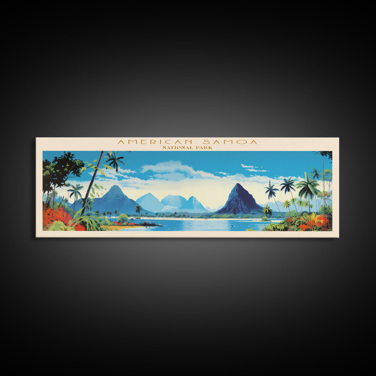 American Samoa National Park, Panoramic Samoa Travel Art, National Park Print, Minimalist Travel Art, Midcentury Modern Style Landscape