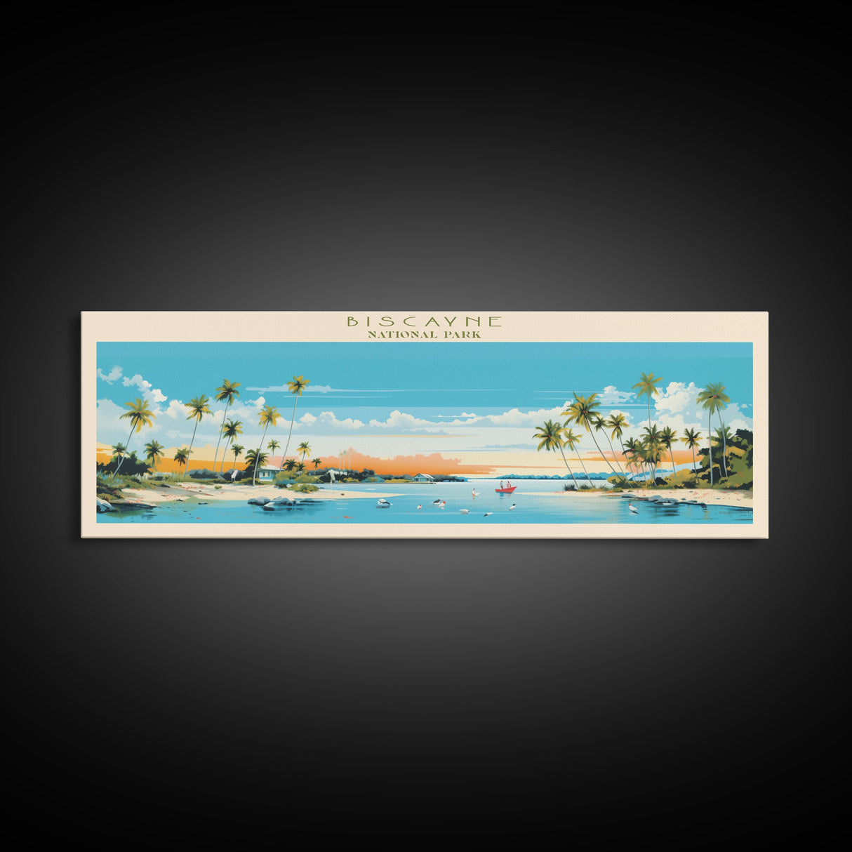 Biscayne National Park, Panoramic Florida Travel Art, National Park Print, Minimalist Travel Art, Midcentury Modern Style Landscape