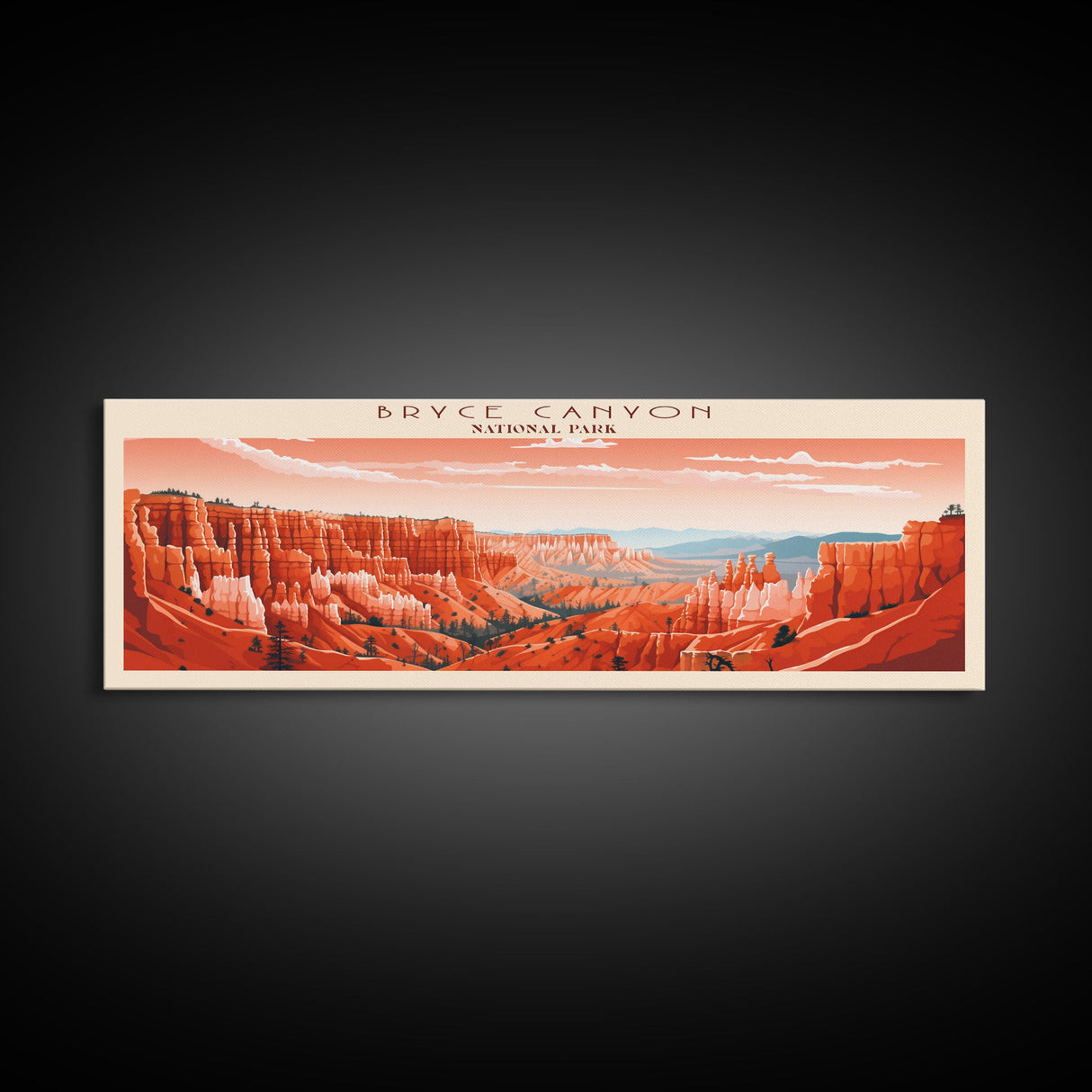 Bryce Canyon National Park, Panoramic Utah Travel Art, National Park Print, Minimalist Travel Art, Midcentury Modern Style Landscape