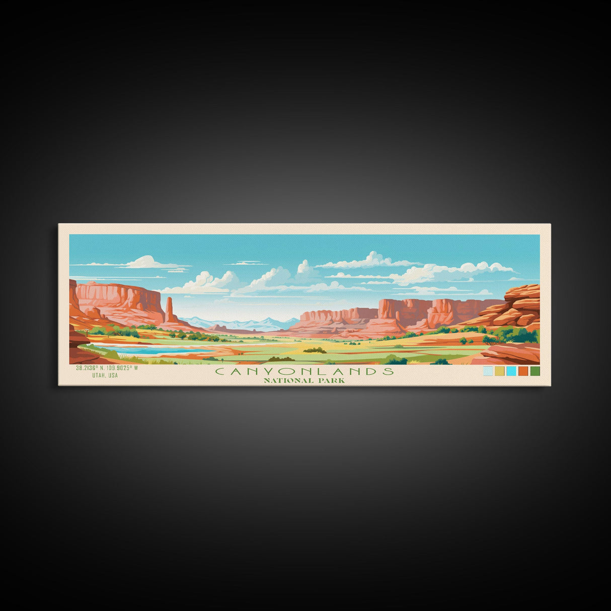 Canyonlands National Park, Panoramic Utah Travel Art, National Park Print, Minimalist Travel Art, Midcentury Modern Style Landscape