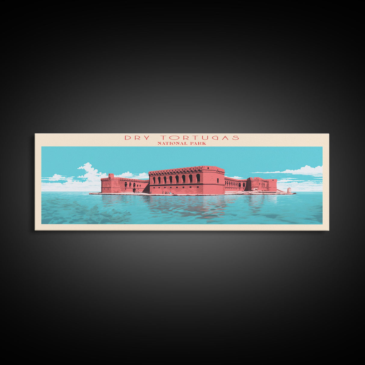 Dry Tortugas National Park, Panoramic Florida Travel Art, National Park Print, Minimalist Travel Art, Midcentury Modern Style Landscape