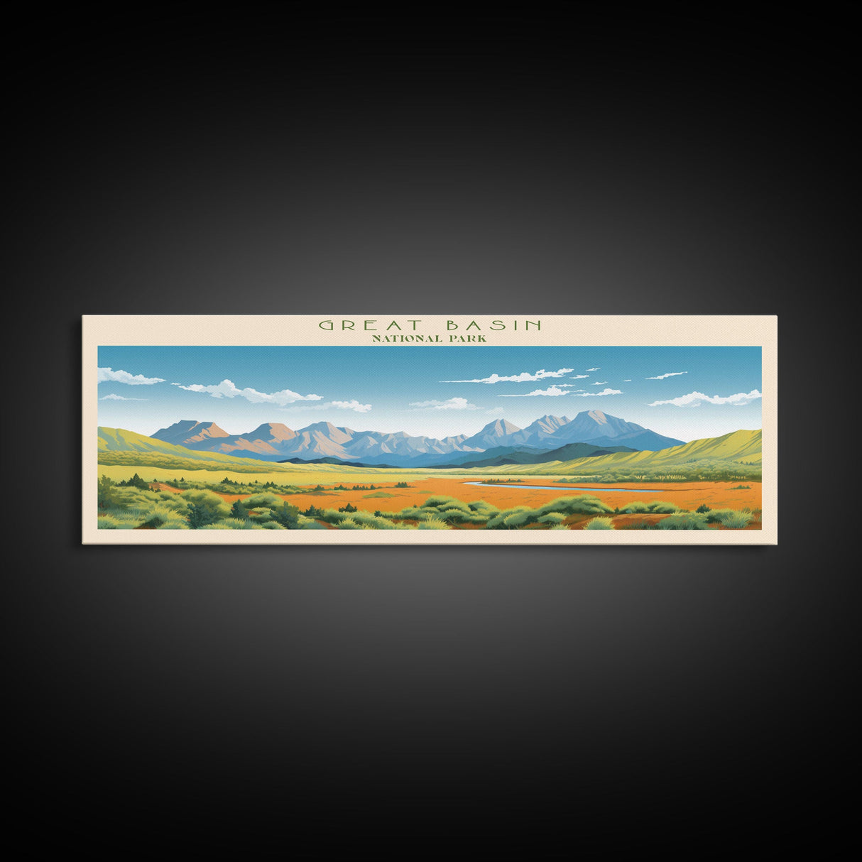 Great Basin National Park, Panoramic Nevada Travel Art, National Park Print, Minimalist Travel Art, Midcentury Modern Style Landscape