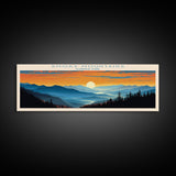 Smoky Mountains National Park, Panoramic North Carolina Travel Art, National Park Print, Minimalist Travel Art, Midcentury Modern Style