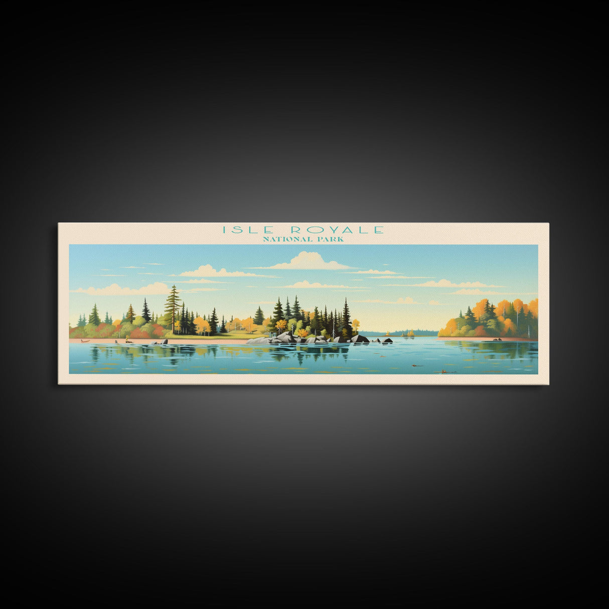 Isle Royale National Park, Panoramic Michigan Travel Art, National Park Print, Minimalist Travel Art, Midcentury Modern Style Landscape