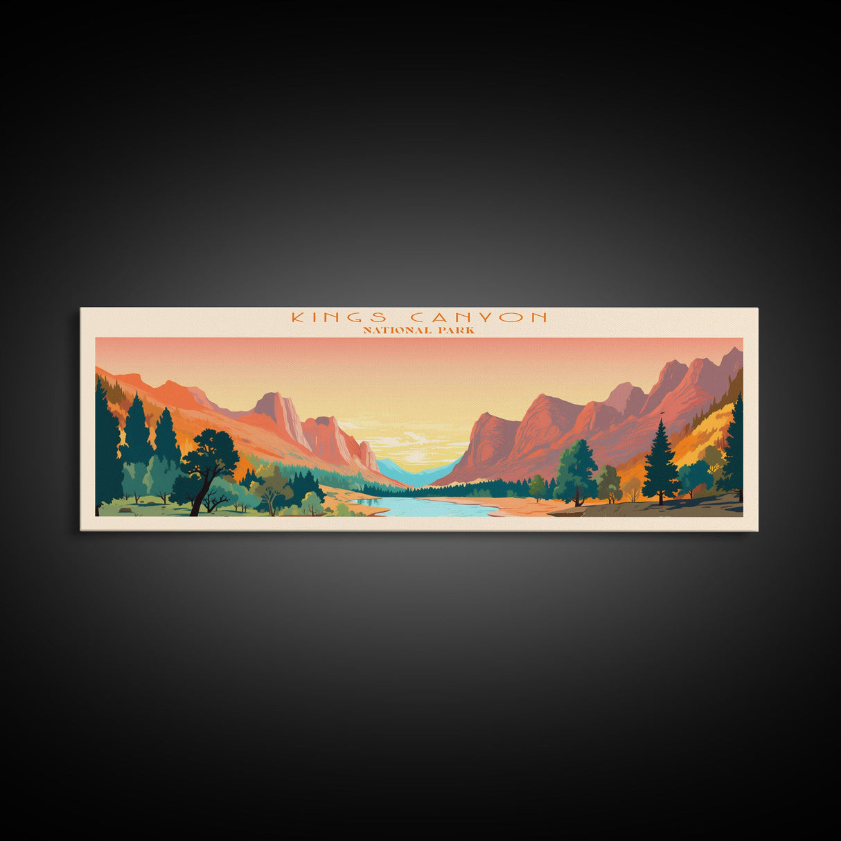 Kings Canyon National Park, Panoramic California Travel Art, National Park Print, Minimalist Travel Art, Midcentury Modern Style Landscape