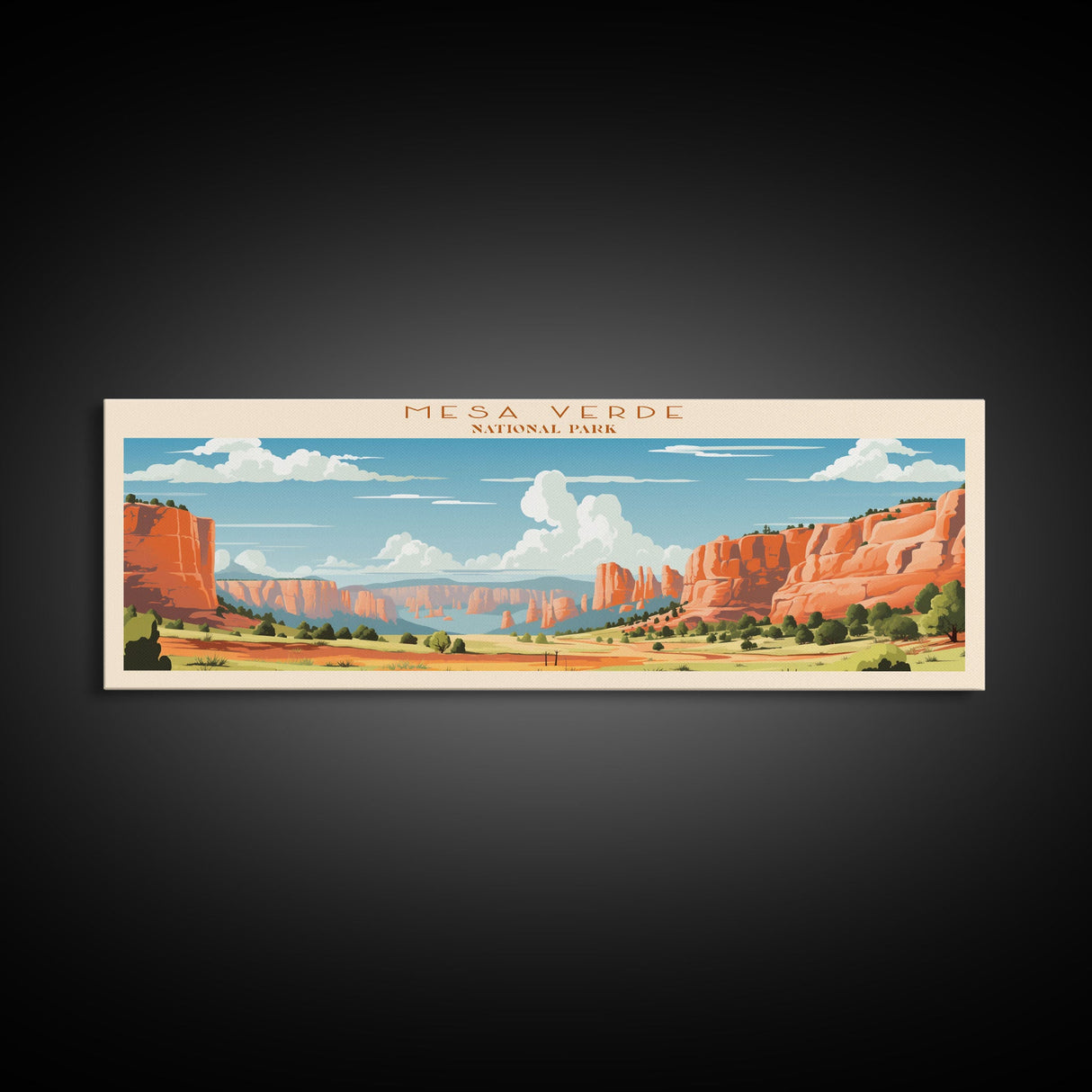 Mesa Verde National Park Panoramic Colorado Travel Art, National Park Print, Minimalist Travel Art, Midcentury Modern Style Landscape