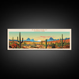 Saguaro National Park Panoramic Arizona Travel Art, National Park Print, Minimalist Travel Art, Midcentury Modern Style Landscape