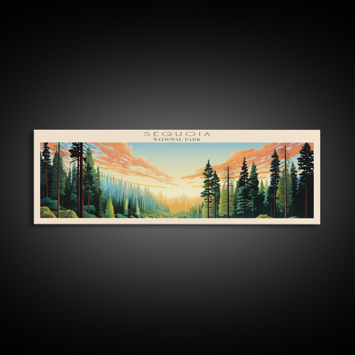 Sequoia National Park Panoramic California Travel Art, National Park Print, Minimalist Travel Art, Midcentury Modern Style Landscape