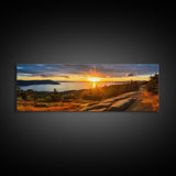 Photographic Panoramic of Acadia National Park, Sunset Photography, National Park Art, Framed Canvas Print, Landscape Photography