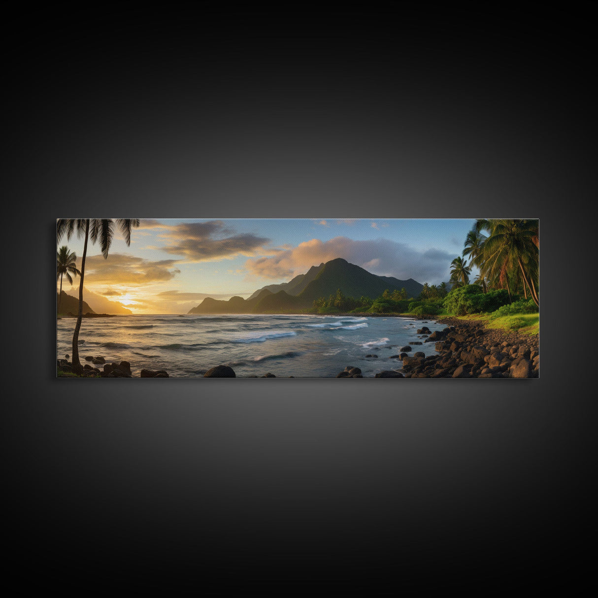 Photographic Panoramic of American Samoa National Park, Sunset Photography, National Park Art, Framed Canvas Print, Landscape Photography