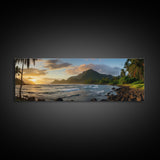 Photographic Panoramic of American Samoa National Park, Sunset Photography, National Park Art, Framed Canvas Print, Landscape Photography