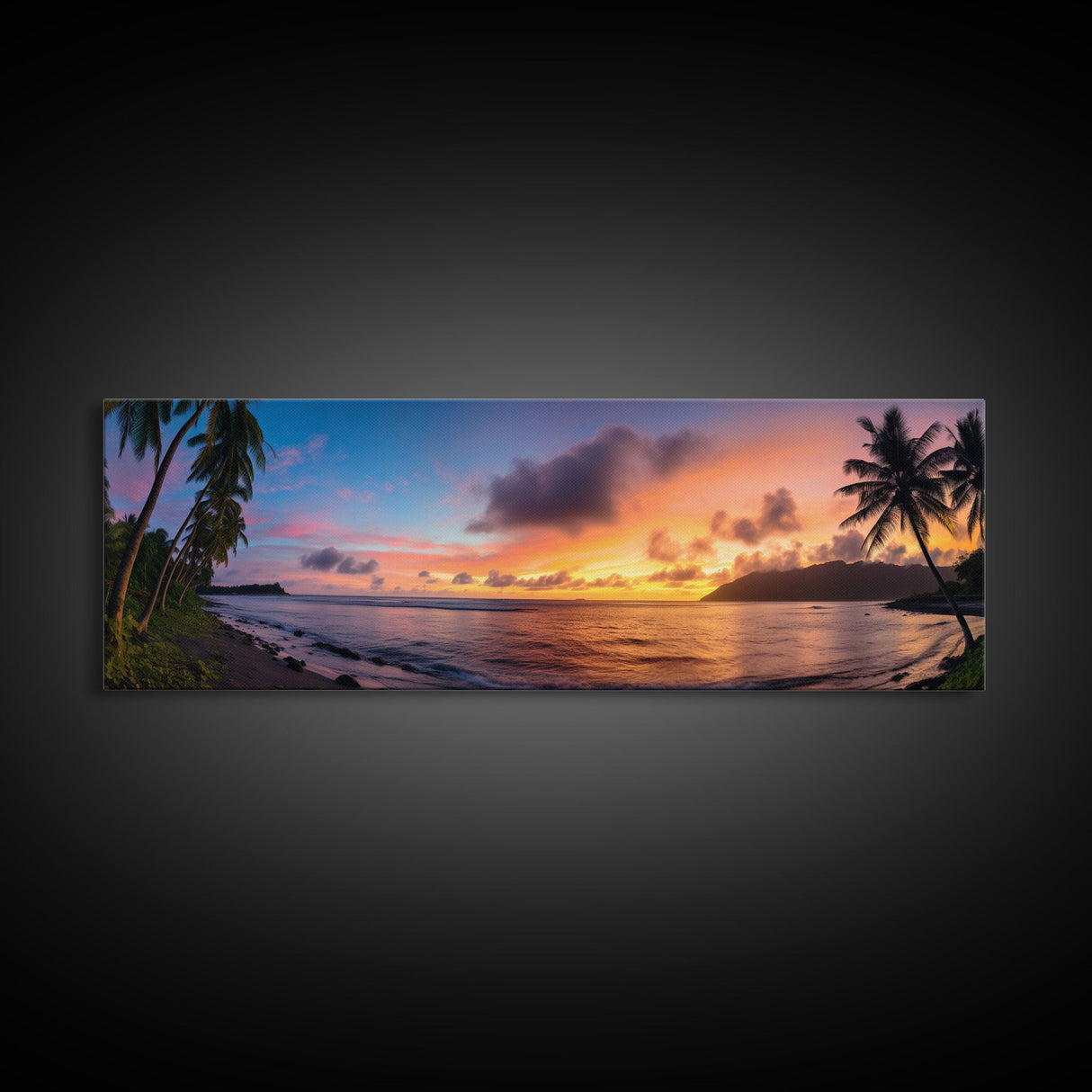 Photographic Panoramic of American Samoa National Park, Sunset Photography, National Park Art, Framed Canvas Print, Landscape Photography