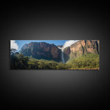 Photographic Panoramic of Angel Falls Venezuela, Sunset Photography, National Park Art, Framed Canvas Print, Landscape Photography