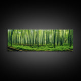 Beautiful Photographic Panoramic of Arashiyama Bamboo Grove Kyoto Japan, Framed Canvas Print, Landscape Photography, Landmark Art