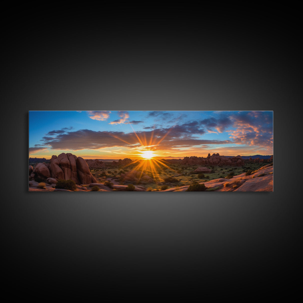 Photographic Panoramic of Arches National Park, Sunset Photography, National Park Art, Framed Canvas Print, Landscape Photography