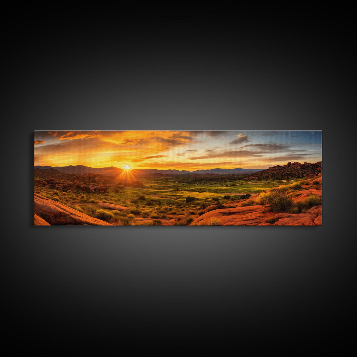 Photographic Panoramic of Arches National Park, Sunset Photography, National Park Art, Framed Canvas Print, Landscape Photography