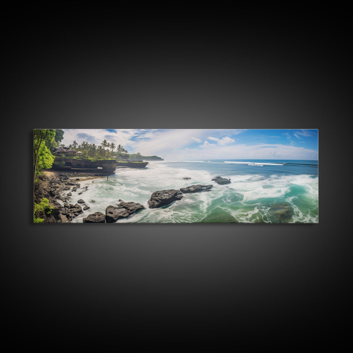 Photographic Panoramic of Bali Indonesia, Sunset Photography, Beach House Wall Art, Framed Canvas Print, Landscape Photography