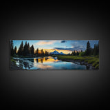 Photographic Panoramic of Banff National Park, Sunset Photography, National Park Art, Framed Canvas Print, Landscape Photography