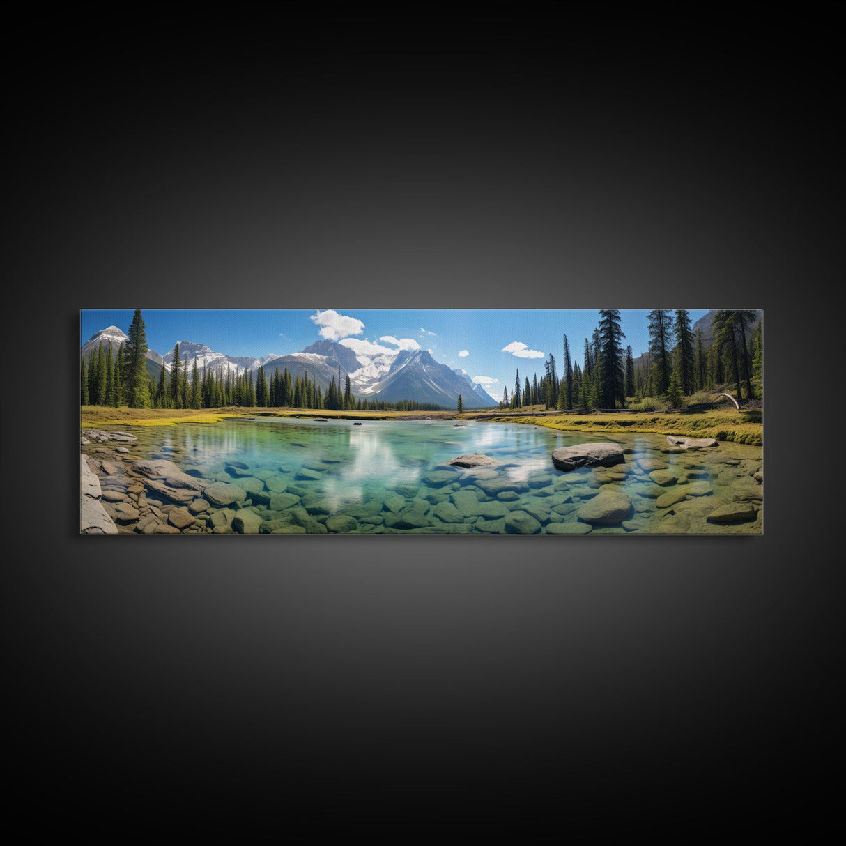 Photographic Panoramic of Banff National Park, Sunset Photography, National Park Art, Framed Canvas Print, Landscape Photography