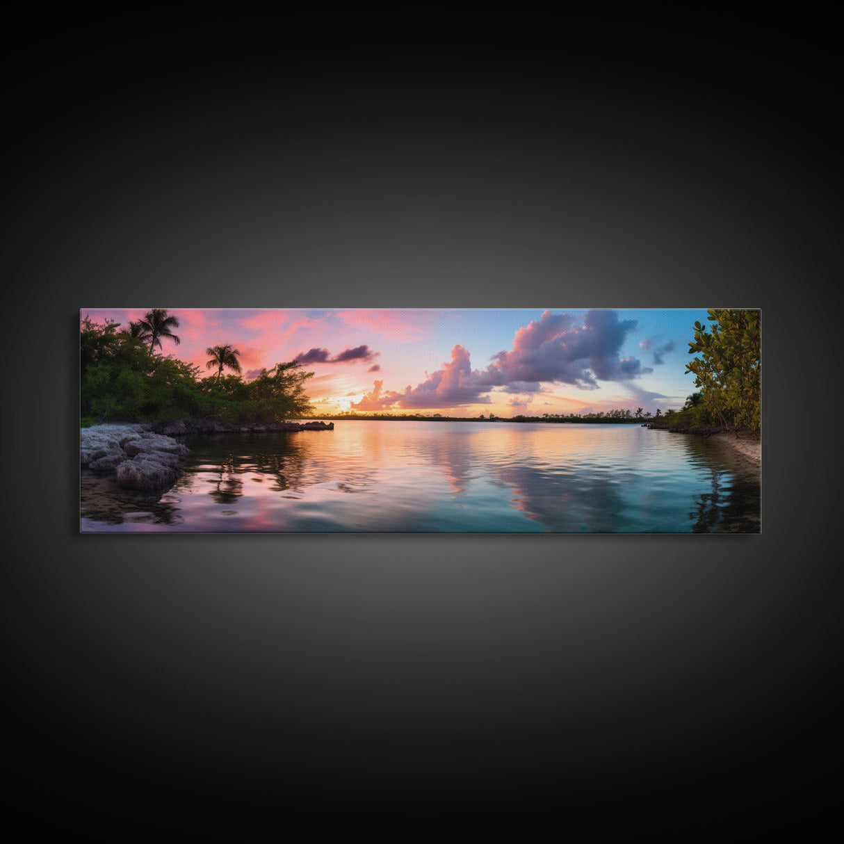 Photographic Panoramic of Biscayne Florida National Park, Sunset Photography, National Park Art, Framed Canvas Print, Landscape Photography