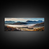 Photographic Panoramic of Blue Ridge Mountains National Parkway, Sunset Photography, Wall Art, Framed Canvas Print, Landscape Photography