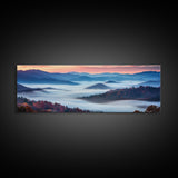 Blue Ridge Mountains Panoramic Wall Art, Bluebridge Mountains National Parkway, Beautiful Cabin Decor, Boho Photography Wall Art Print