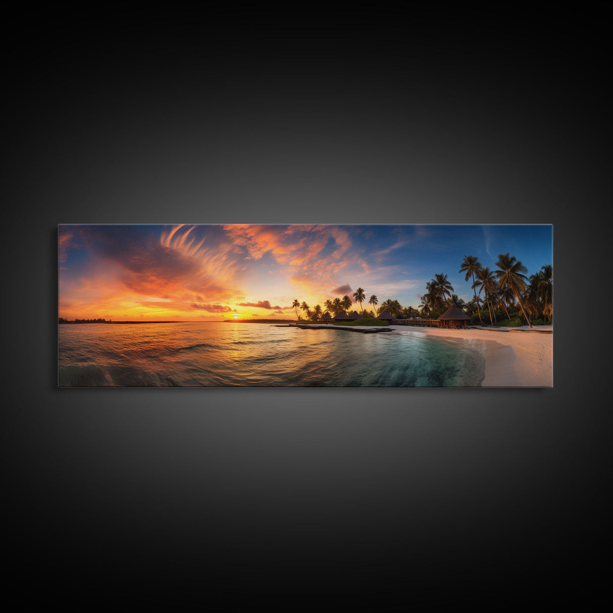 Panoramic Print of Maldives Beaches at Sunset Extra Large Wall Art, Panoramic Wall Art, Panoramic Landscape Print, Landscape Photography