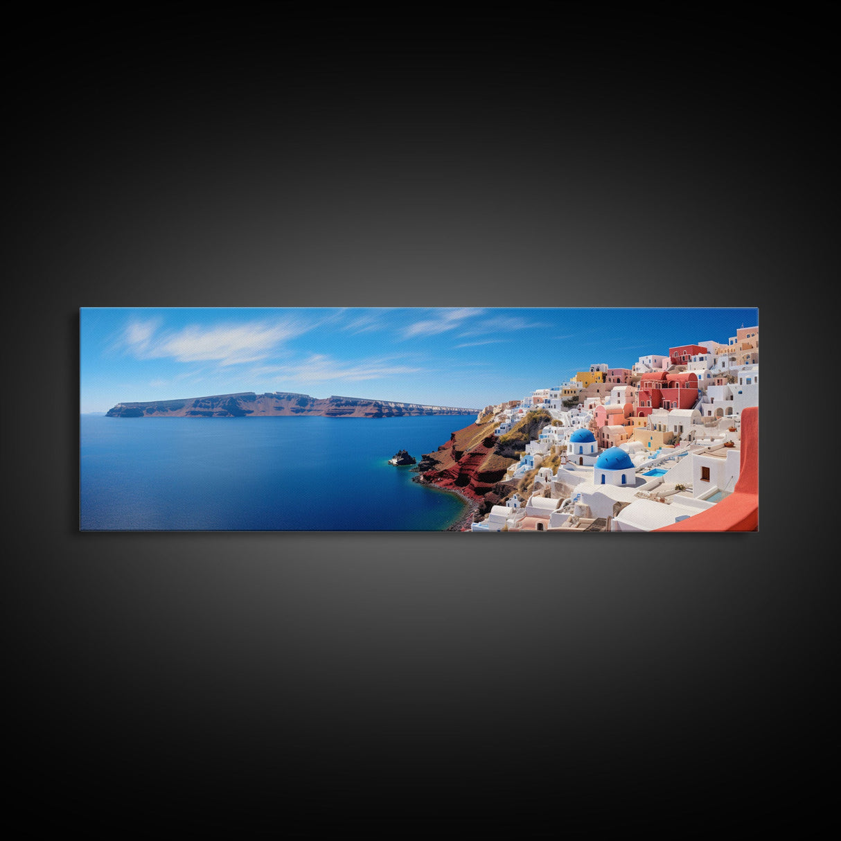 Panoramic Print of Santorini Greece Extra Large Wall Art, Panoramic Wall Art, Panoramic Landscape Print, Landscape Photography