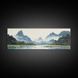 Watercolor Panoramic American Samoa National Park Framed Canvas Print Wall Art