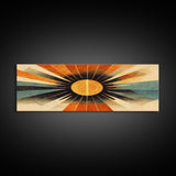 Sunset Art Deco Sunburst Wall Art, Ready To Hang Canvas Print, Panoramic Art, Art Deco Wall Decor, Above Bed, Above Couch, Above Sofa