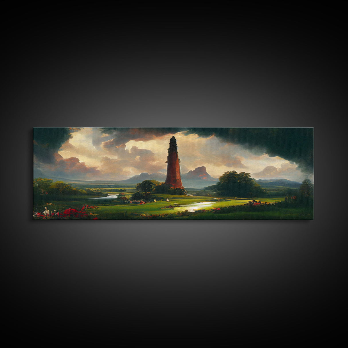 The Dark Tower, Ready To Hang Canvas Print, Panoramic Art, High Fantasy Concept Art