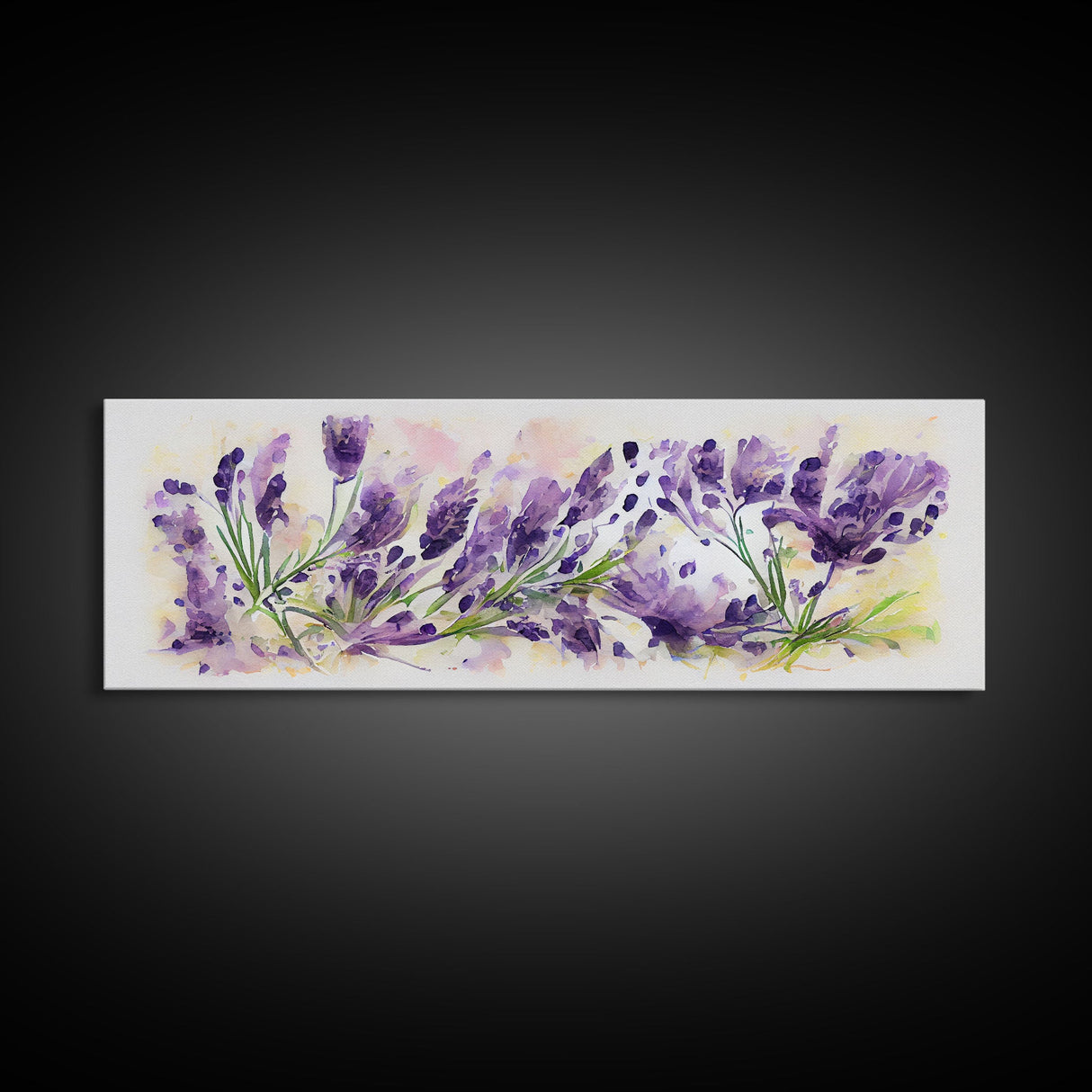 Lavender Wall Art, Ready To Hang Canvas Print, Panoramic Art, Floral Arrangement Wall Decor