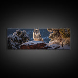 Panoramic Photo Print Of a Timber Wolf, Framed Canvas Print, Photography Print, Lakehouse Wall Art, Rustic Decor, Farmhouse Decor