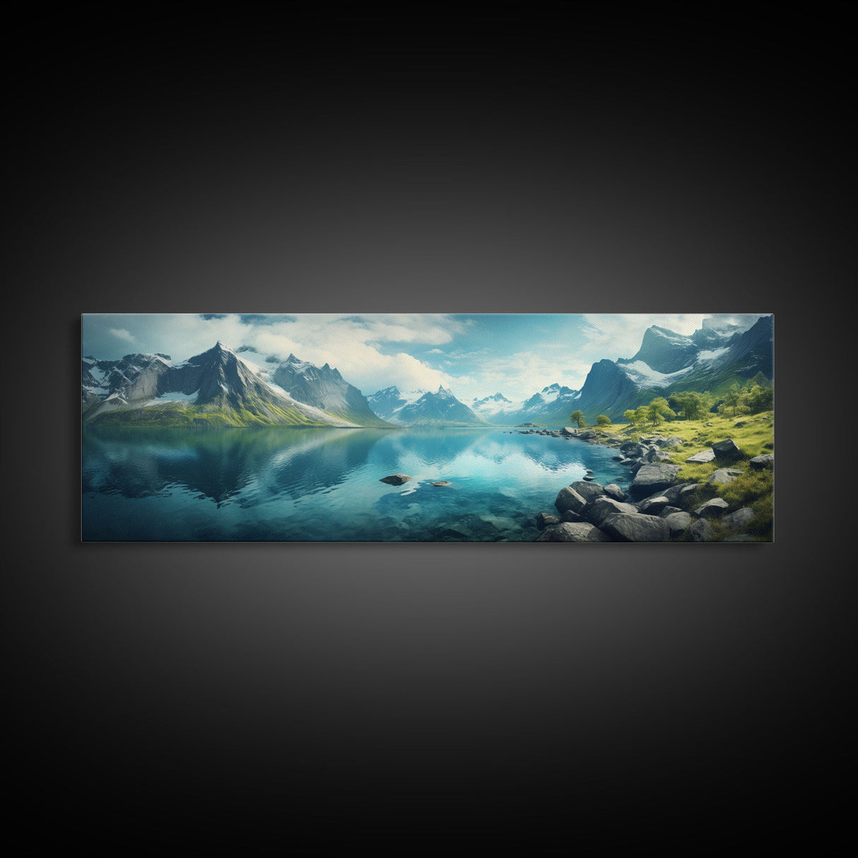 Panoramic Photography Print Of Fjords of Norway, Framed Canvas Print, Panoramic Landscape Photography Art