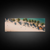 Drone Shot of Bora Bora, Vacation Art, Tropical Beach Photography Framed Canvas Print, Panoramic Bird's Eye View of Paradise