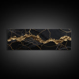 Black and Gold Marble Canvas Wall Art, Abstract Canvas Art, Panoramic Art, Large Wall Art, Marble Wall Decor, Large Canvas Art, Modern Art