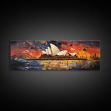 Abstract Painting of the Sydney Opera House, Framed Canvas Print, Van Gogh Inspired Australia Art, Paint of Sydney