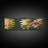 Fall Decor, Fall Leaves Panoramic Art, Extra Large Wall Art, Framed Panoramic Canvas Print, Framed Wall Art