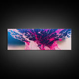 Bubblegum Pink Abstract Explosion Art, Extra Large Wall Art, Framed Panoramic Canvas Print, Framed Wall Art