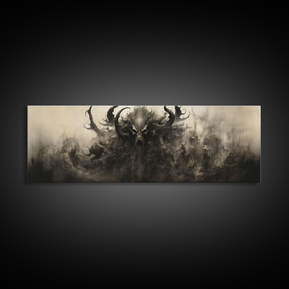 The Demon, Panoramic Canvas Print, Framed Halloween Art, Spooky Decor, Halloween Art, Halloween Wall Art, Halloween Art Print