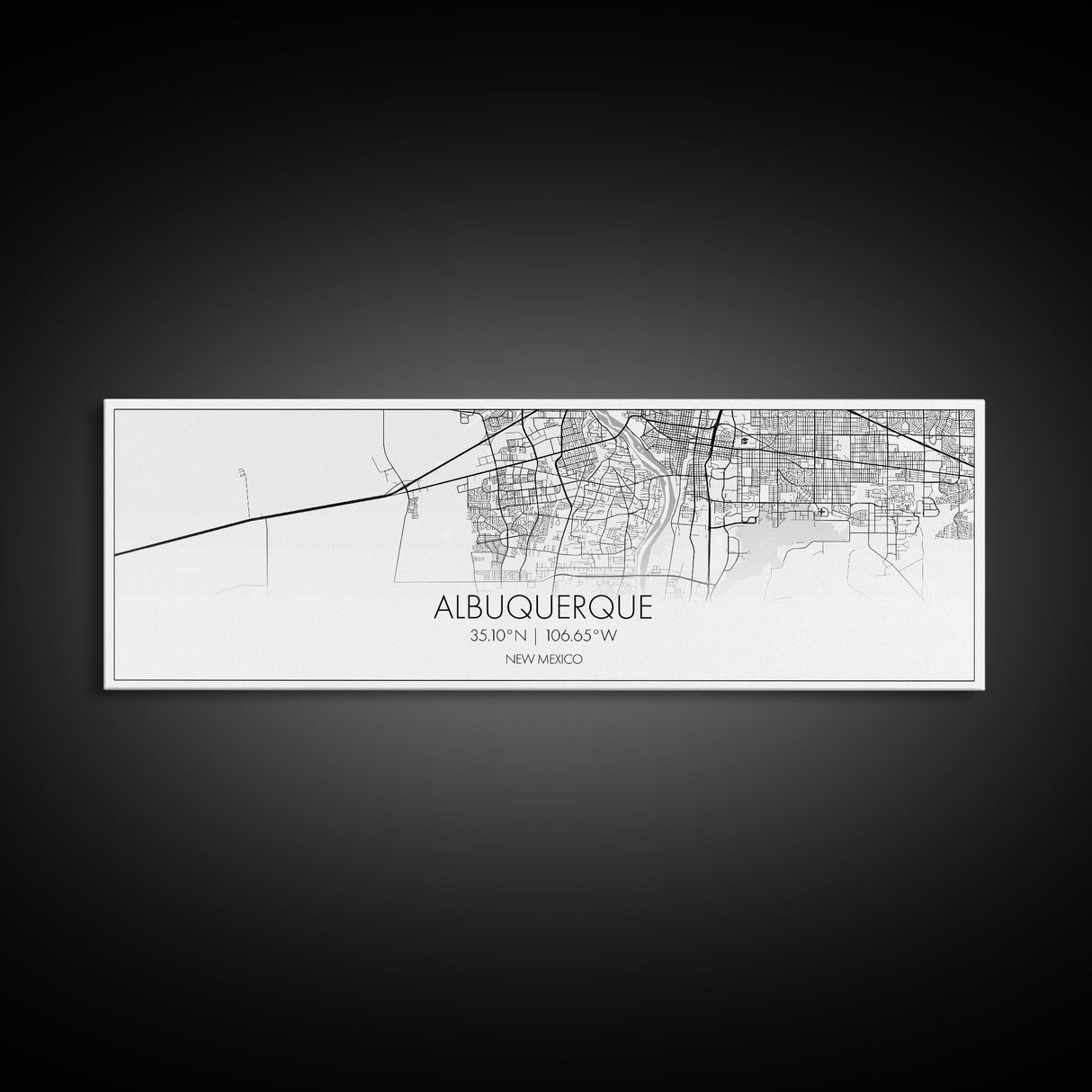 Panoramic Albuquerque City Map, New Mexico Art, Map Print, Minimalist Wall Art, Canvas Art, Housewarming Gift, Street Map Art, Closing Gift