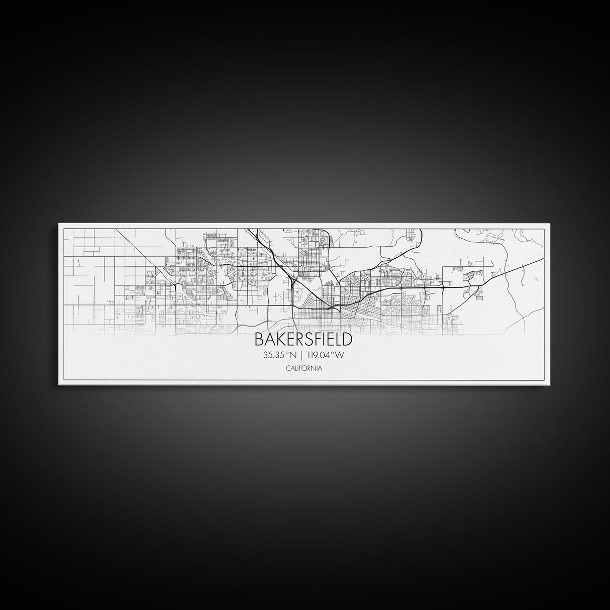 Panoramic Bakersfield City Map, California Art, Map Print, Minimalist Wall Art, Canvas Art, Housewarming Gift, Street Map Art, Closing Gift