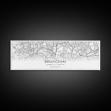 Panoramic Birmingham City Map, United Kingdom Art, Map Print, Minimalist Wall Art, Canvas Art, Housewarming Gift, Street Map, Closing Gift