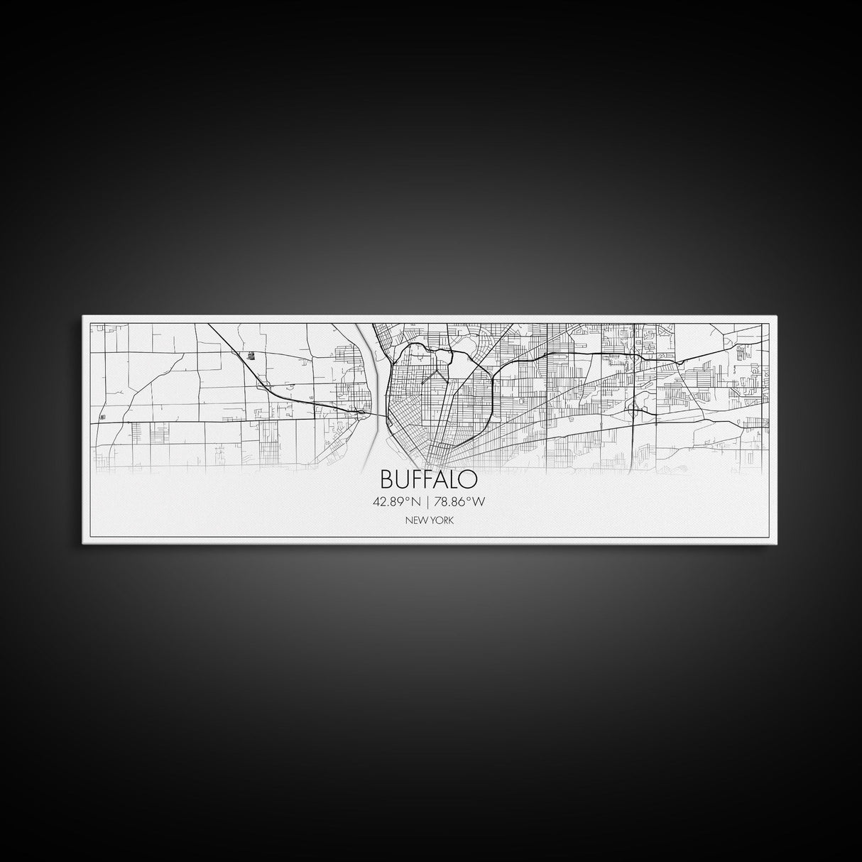 Panoramic Buffalo City Map, New York Art, Map Print, Minimalist Wall Art, Canvas Art, Housewarming Gift, Street Map Art, Closing Gift