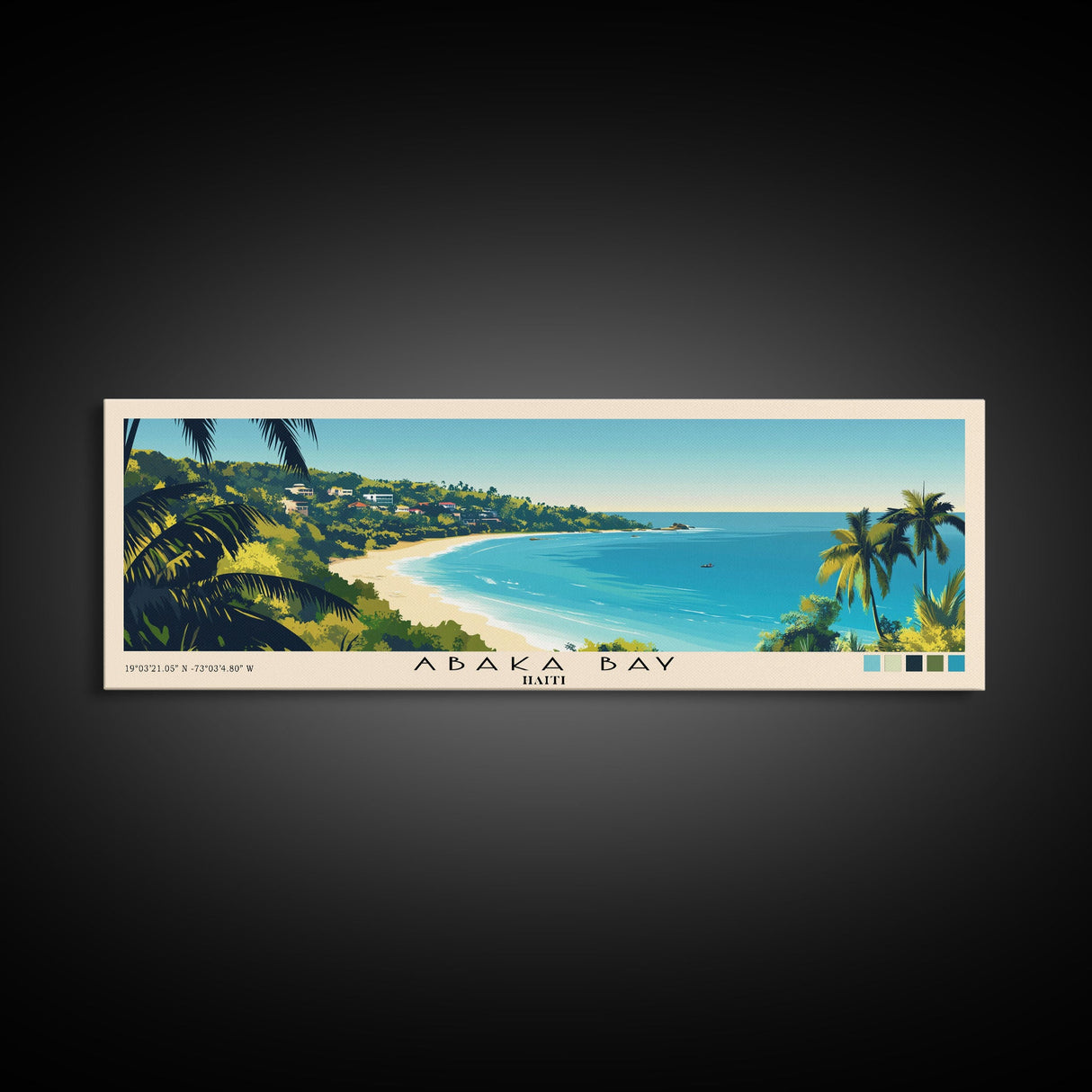 Abaka Bay, Haiti Panoramic Print, Vacation Gift, Haiti Wall Art, Beach Painting, Beach Decor, Beach Or Lakehouse Art