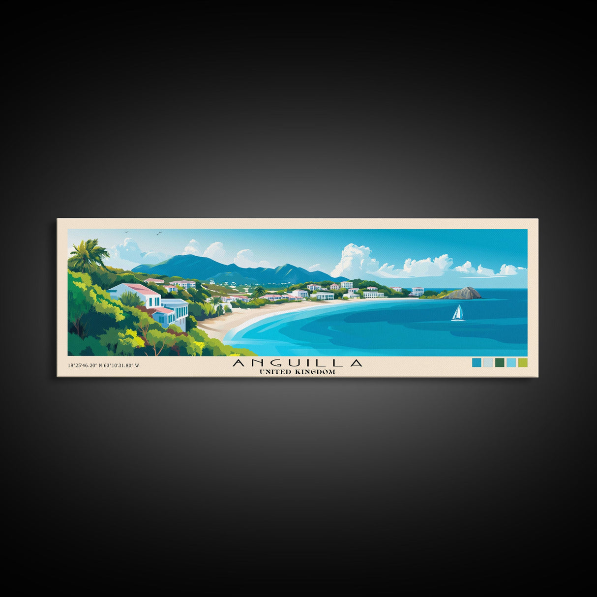 Anguilla, United Kingdom Panoramic Print, Vacation Gift, United Kingdom Wall Art, Vacation Wall Art, Vacatation Memories, Beach Decor, Beach Or Lakehouse Art